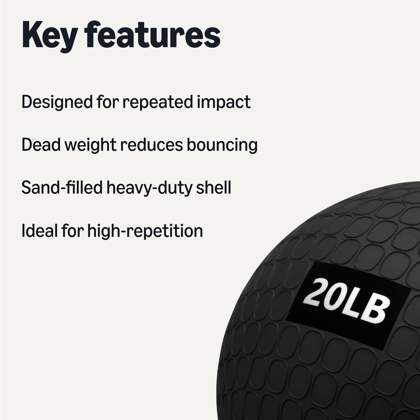 Amazon Basics Heavy-Duty Slam Medicine Balls for Exercise, Weighted Design, 20lb, Black, 2-Pack