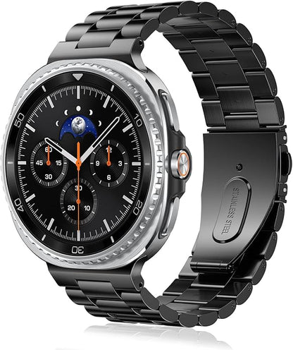 Compatible with Samsung Galaxy Watch 8 Band 40mm 44mm Galaxy Watch 8 Classic 46mm 2025, No Gap Business Stainless Steel Metal Band Strap for Galaxy Watch 8 Men Women, Black