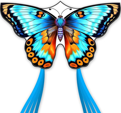 Butterflys for Kids, Beautiful Kite Easy to Fly for Beginners with 328 ft Line & Line Winder (Flower Butterfly Kite（Cyan）, 1)