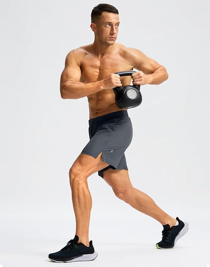 Men's Running Shorts with Zipper Pockets 9 Inch/ 7 Inch / 5 Inch Lightweight Quick Dry Gym Workout Athletic Shorts for Men