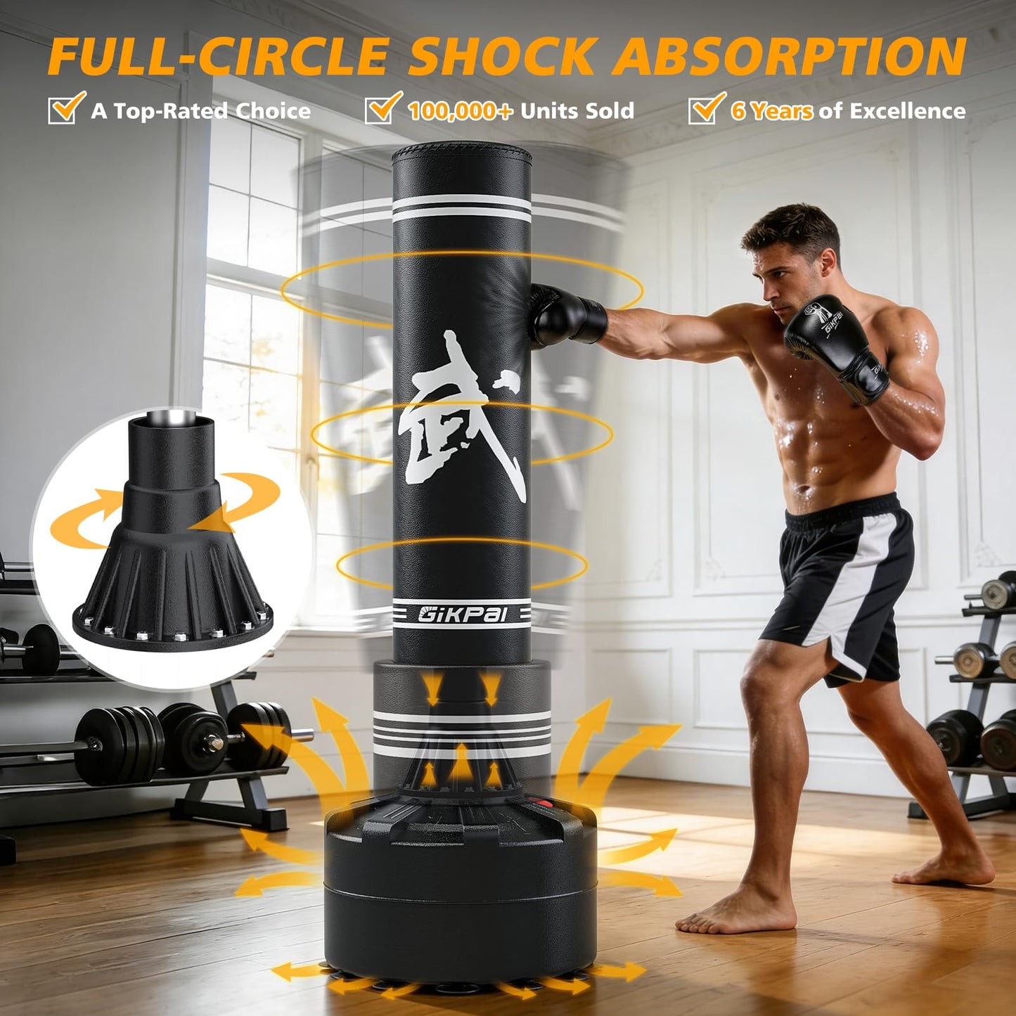GIKPAL Freestanding Punching Bag for Adults 67'' Heavy Boxing Bag with Boxing Gloves, No Spring