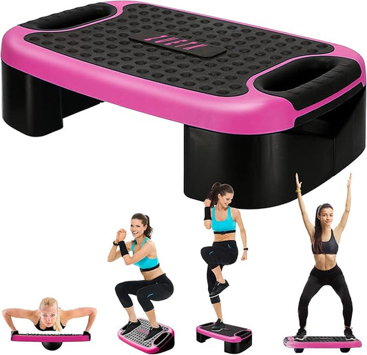 4-In-1 Aerobic Balance Board and Step Up Exercise Platform - Adjustable Multifunctional Balance Board Slant Board, Steppers for Exercise - Home Workout Non Slip Stepper Platform