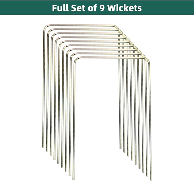 ApudArmis Deluxe Size Croquet Wickets, Set of 9 Colorful Square Arrow Wickets Replacement for 35In & 32In &28In Croquet Lawn Backyard Outdoor Game (10.6In Height & 6.7In Width)