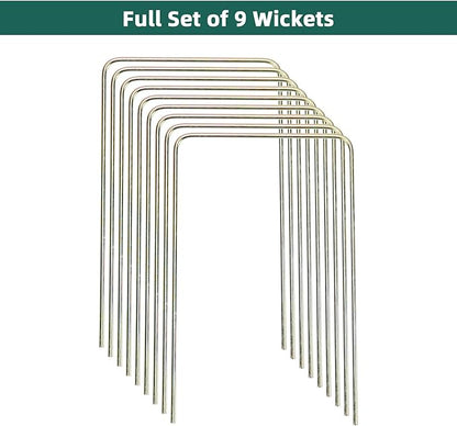 ApudArmis Deluxe Size Croquet Wickets, Set of 9 Colorful Square Arrow Wickets Replacement for 35In & 32In &28In Croquet Lawn Backyard Outdoor Game (10.6In Height & 6.7In Width)