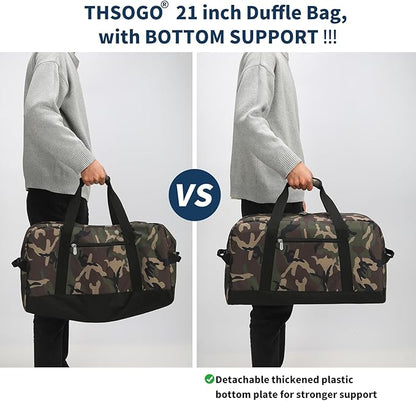 21 inch Gym Bag for Men - 40L Travel Duffel Bag Sport Duffle Bags for Weekend Overnight with Bottom Support (Camouflage)