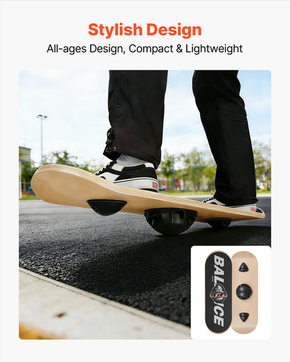VEVOR Balance Board, Wobble Board Trainer for Adults 3-Level Adjustable Base, Premium Wooden