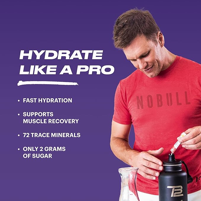TB12 Electrolytes Powder Packets Blueberry Pomegranate ??Mineral-Rich Electrolyte Powder for Fast Hydration by Tom Brady - Natural, Low Sugar, Vegan, Gluten-Free, Easy to Mix - 15 Stickpacks