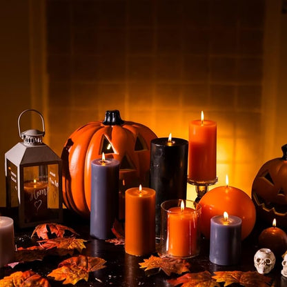 MOZEAL 4" x 10" Extra-Large Burnt Orange Pillar Candles (Set of 2), Unscented, Dripless, Smokeless, Long Clean-Burning, Tall 10 inch Large Burnt Orange Pillar Candles for Fall and Thanksgiving Decor