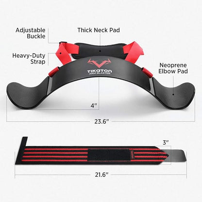 Tikaton Arm Blaster with Wrist Wraps for Biceps & Triceps, Adjustable Bicep Curl Support Isolator for Big Arms Bodybuilding & Weightlifting, Thick Aluminum Biceps Workout Equipment