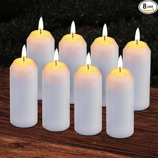 8Pack 15H+ Emergency Candles Long Burning Survival [18H+ Inside Candle Lanterns], 3“ Unscented White Pillar Candle, Survival Candles for Power Outage, Camping, Hurricane