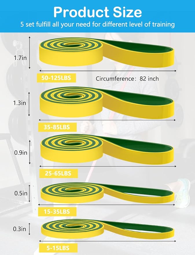 Pull Up Bands, Resistance Bands, Pull Up Assistance Bands Set for Men & Women, Exercise Workout Bands for Working Out, Body Stretching, Physical Therapy, Muscle Training