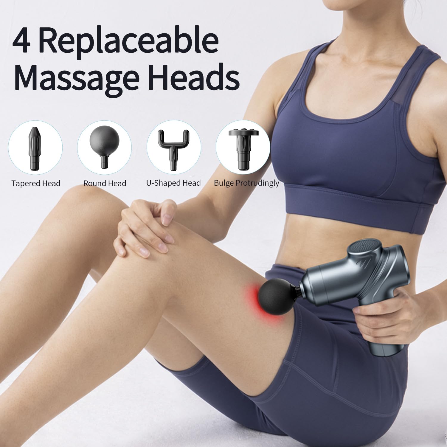 LEERCON Massage Gun Deep Tissue, Silent Motor and Portable Massage Gun with 4 Interchangeable Heads