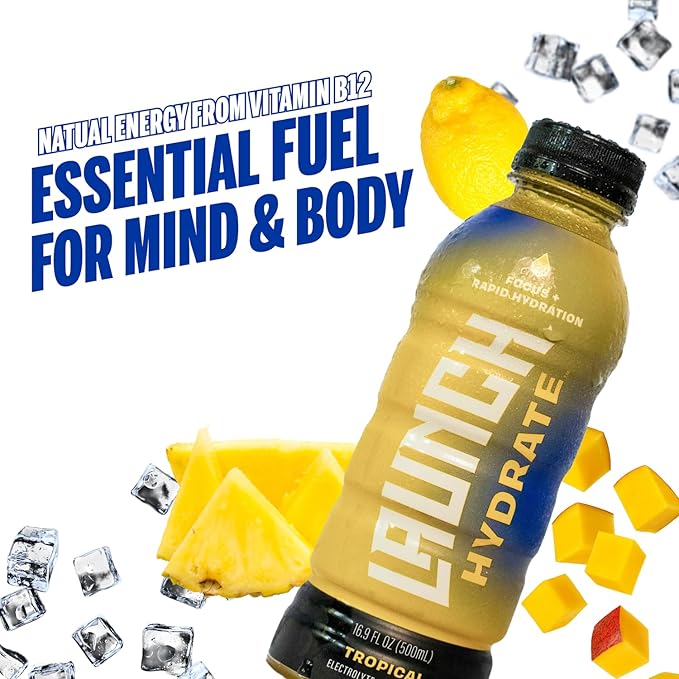 Sports Drink 12-Pack – Tropical Flavor – Real Cane Sugar, 3x Electrolytes, Cognizin for Focus, Natural Juice, No Artificial Dyes – Trusted by Perfect Game