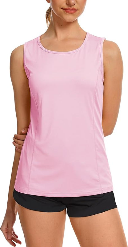 TACVASEN Women's UPF 80+ Workout Tank Top Sleeveless Quick Dry Sun Protection Hiking Athletic Gym Yoga Running Shirts