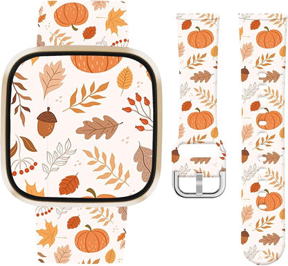 Watbro Halloween Holiday Band Compatible with Fitbit Versa 3 / Sense/Fitbit Versa 4 / Sense 2 Bands for Women Men,Soft Silicone Cute Sport Pumpkin Strap