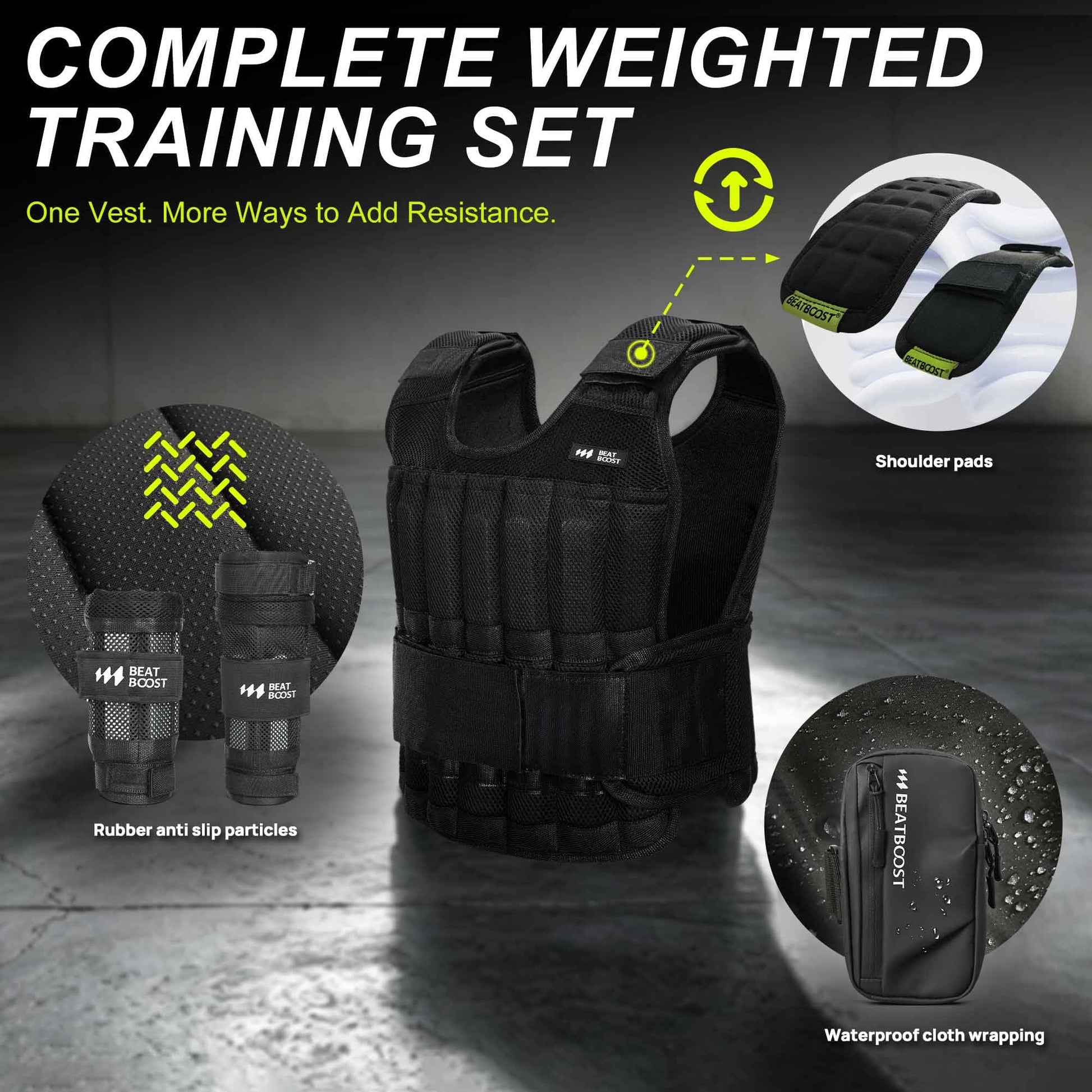 BeatBoost Weighted Vest 40LB Adjustable Body Vest Set for Men & Women