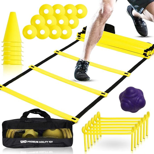Agility Speed Ladder & Cones Football Training Equipment for Kids & Adults Kit Agility Training Footwork Drills | Hurdles Goalkeeper Training Equipment