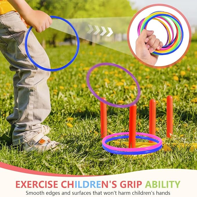 OBTANIM 12 Pcs Plastic 7 Inch Ring Toss Game for Kids and Outdoor Toss Rings for Speed and Agility Practice Game, Random Colors