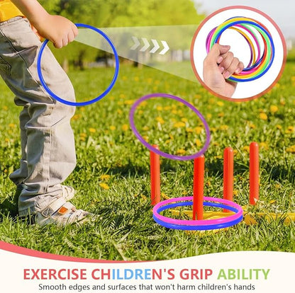 OBTANIM 12 Pcs Plastic 7 Inch Ring Toss Game for Kids and Outdoor Toss Rings for Speed and Agility Practice Game, Random Colors