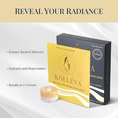 Kolléva Collagen Hydrogel Masks ?“Instant 2-Hour Glow | 4 Clinical Level Masks | U.S. Skincare Innovation