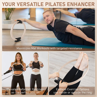 PhysKcal Pilates Ring, 15-Inch Magic Circle with Thick Padded Handles, Nude