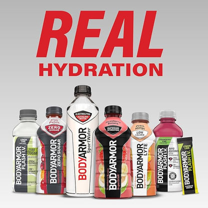 BODYARMOR Flash IV Electrolyte Packets, Strawberry Kiwi, Lemon Lime, & Tropical Punch Variety Pack - Zero Sugar Drink Mix, Single Serve Packs, Coconut Water Powder (15 Count)