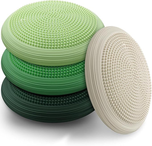 Libima 4 Pcs Wiggle Seat Inflated Wobble Cushion for Sensory Kid 13 Inches Balance Disc Flexible Seating for Classroom Sensory Pad for Chair Wiggle Cushion with Needle Pump
