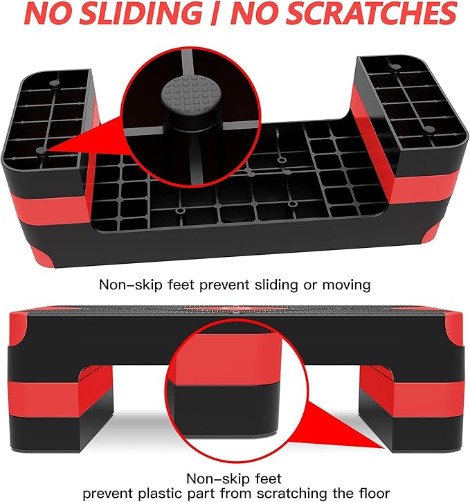 Aerobic Exercise Step, Adjustable Aerobic Stepper for Exercise, Workout Step Platform for Step Up, 26.5" Step Deck with 4??6??8??Adjustable Height Risers, Women Home Gym Cardio Fitness