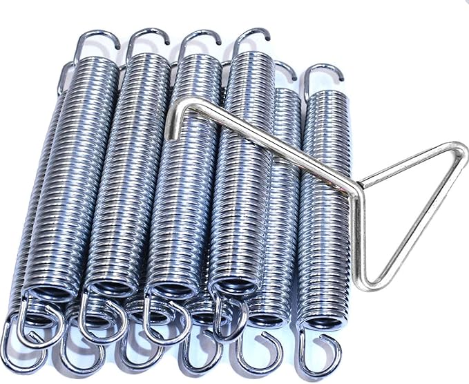 6.5" Trampoline Springs Heavy Duty Galvanized Steel Replacement Spring Set ，Come with Free Triangle Hook-Hook(10 Pieces)