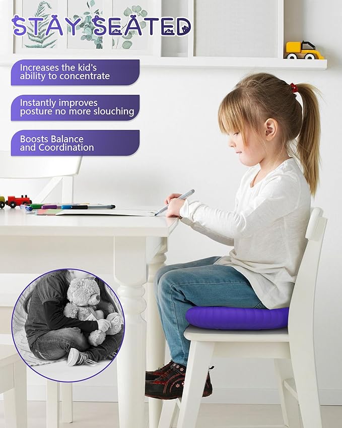 Wobble Cushion with Inflation Pump - Wobble Disk Balance Disc Wiggle Seat for Sensory Kids, Balance Pads