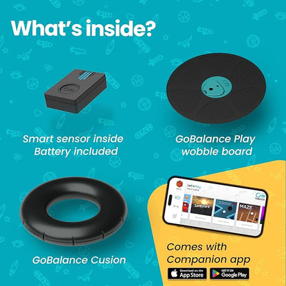 GoBalance Board - App-Enabled Balance Board. Smart Bluetooth Sensor, 12 FREE Interactive Games - Fun, Balance Training and Home Gym Workout! Boost Coordination & Strength for Teens and Adults