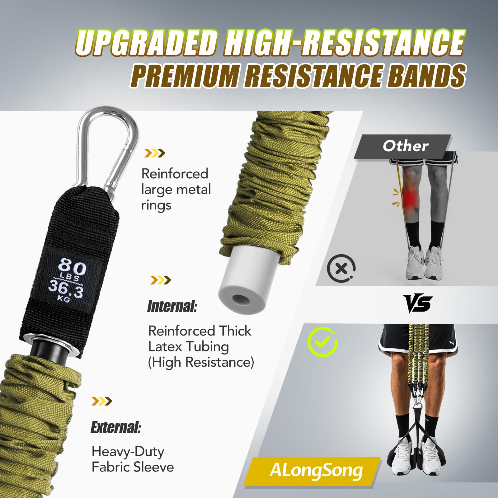 ALongSong Pull Up Assistance Bands with Foot Support Pedal Upgraded Heavy Duty Resistance Bands