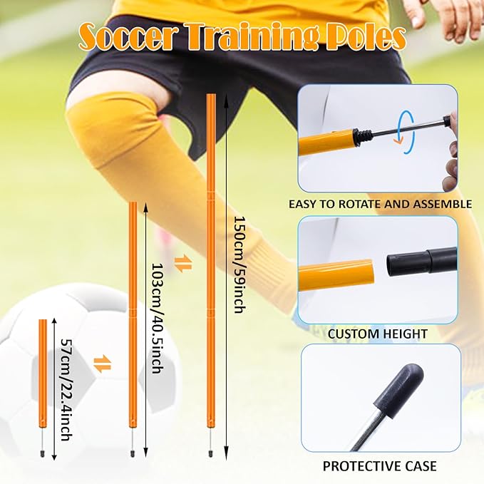 Speed & Agility Training Equipment-20ft Agility Ladder, 6 Poles, 12 Soccer Cones, Resistance Parachute, Jump Rope, Soccer Football Basketball Sport Training Set for Kids Youth Adults