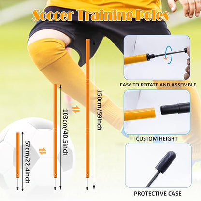 Speed & Agility Training Equipment-20ft Agility Ladder, 6 Poles, 12 Soccer Cones, Resistance Parachute, Jump Rope, Soccer Football Basketball Sport Training Set for Kids Youth Adults