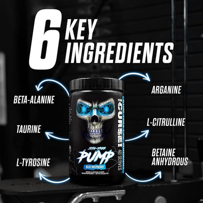 JNX SPORTS The Curse! Pump ??Stim-Free Pre-Workout | Blue Raspberry 40 Serves | Caffeine-Free Pump Pre Workout, Non-Stim Nitric Oxide Preworkout for Men & Women