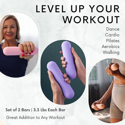 Polyfit Dumbbell Weight Bars for Women - Set of 2 (3.3 LB | 6.5 LB Pair) - Dumbbell Set for Walking, Yoga, Dance, Barre, Pilates, Cardio, Aerobics