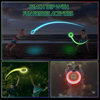 49LEDs Flying Disc with 16 Million Color RGB, 3 Modes+Rechargeable+Waterproof+175g, Cool Sports and Outdoors for Parks/Camping/Beach/Backyards,Easter & Birthday Gifts for Teens/Kids/Adults