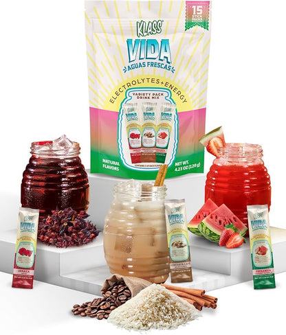 Hydration + Energy Electrolyte Drink Mix ??Variety Pack with Hibiscus, Coffee Horchata & Strawberry Watermelon, Sugar-Free with Caffeine, L-Theanine, Coconut Water & Minerals