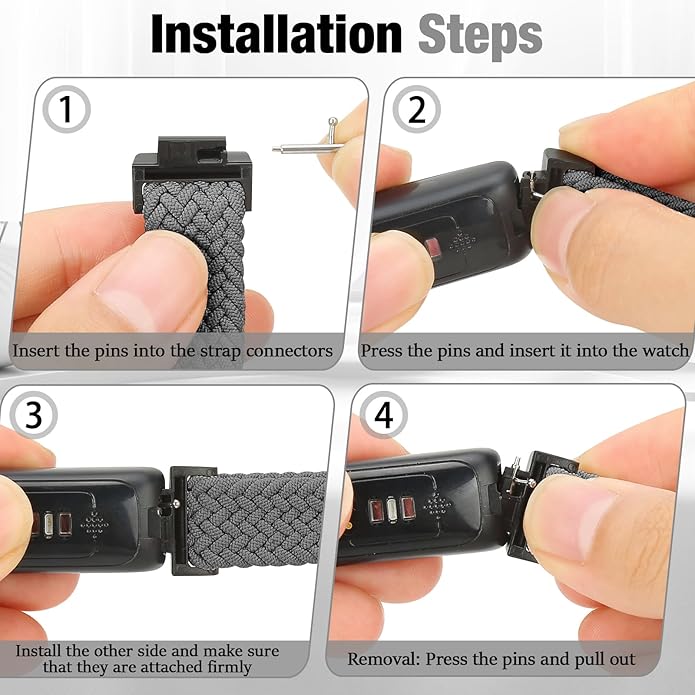 Elastic Braided Watch Band Compatible with Fitbit Inspire 3/Inspire 2/Inspire/Inspire HR/Fitbit ace 3/Ace 2, Adjustable Stretchy Strap Sport Nylon Loop Replacement Wristband for Fitbit Inspire