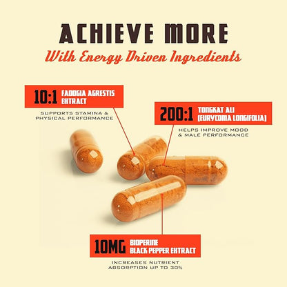 Old School Labs Testosterone Supplement for Men ??Fadogia Agrestis 1500mg Max Potency + Tongkat Ali & BioPerine® ??Muscle Growth, Recovery, Drive & Stamina ??120 Caps, 40 Servings