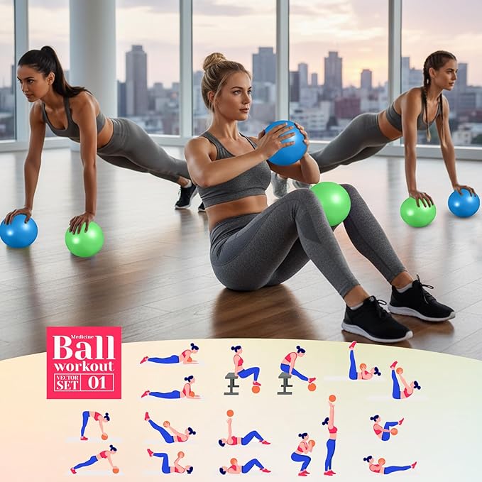 Aoriher 10 Pieces 9 Inch Exercise Pilates Ball Yoga Therapy Core Ball for Yoga Stability Barre Training Stretching Physical Posture Training Gym