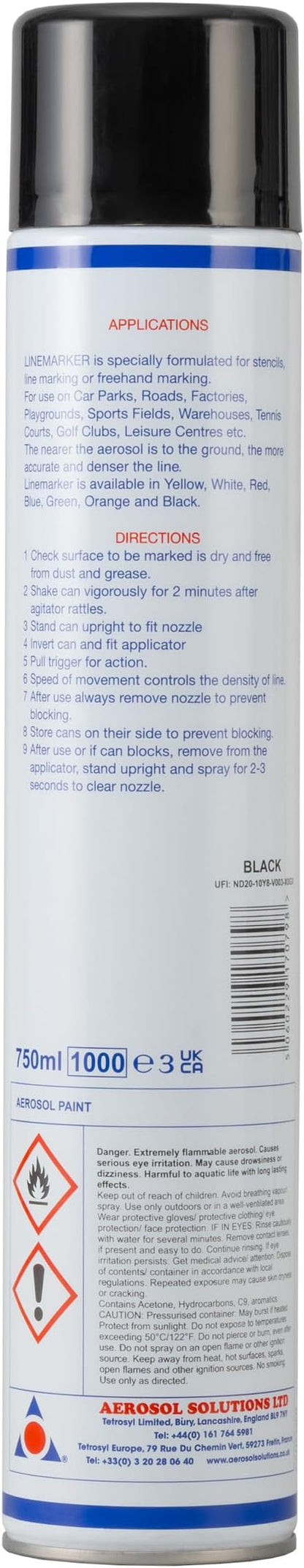 Line Marker, Grass and Road Spray Paint, Athletic Field Striping Paint Spray | Black 26 Fl Oz (Pack of 1)| Perfect for Sports Fields & Pavement