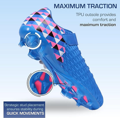 Soccer Cleats for Kids & Youth | Lightweight Football Shoes for Firm Ground | Durable Girls & Boys Soccer Cleats with Non-Slip Sole | Comfortable Soccer Boots | Unisex Size 11-6