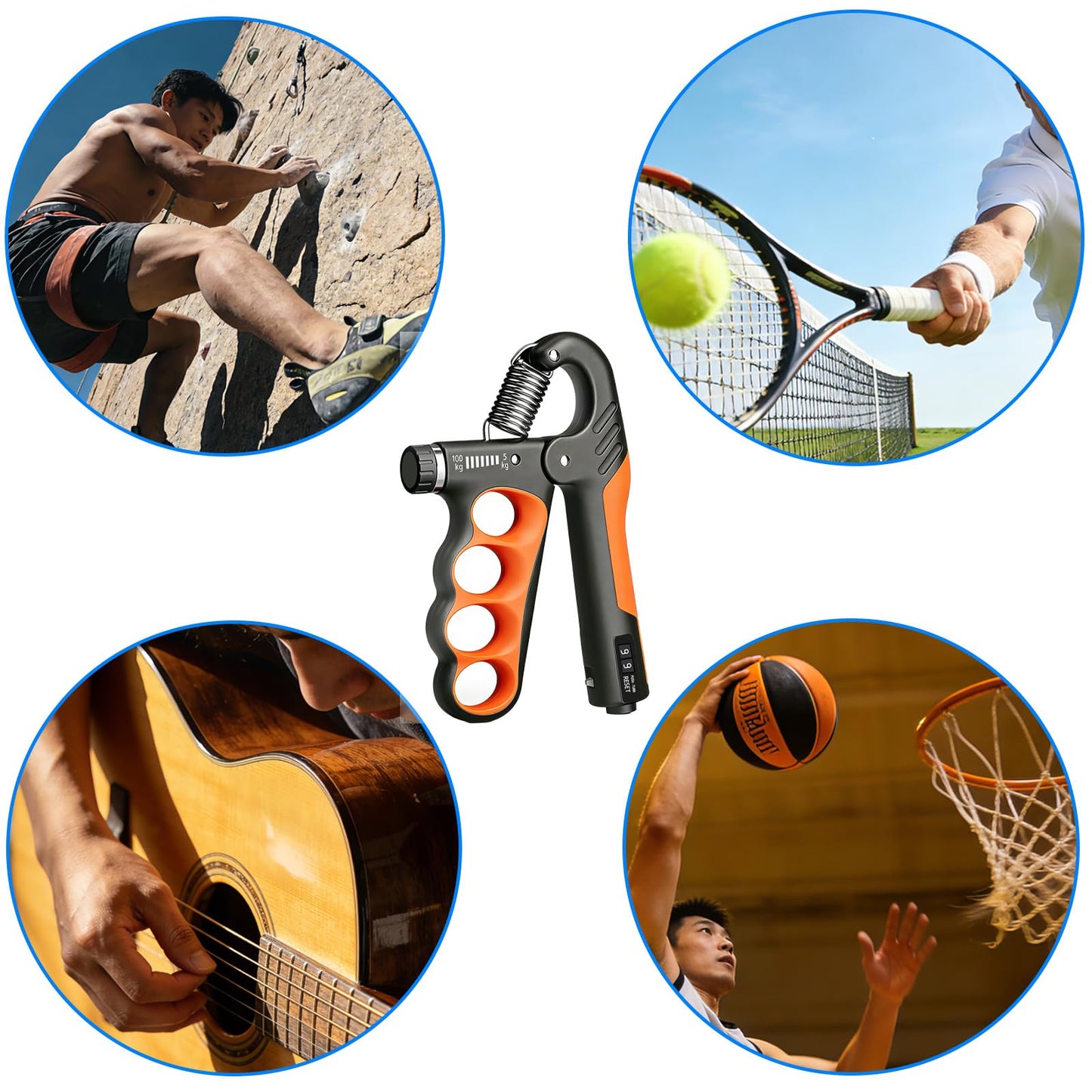 Hautrely 2PCS Hand Gripper Strengthener, 11-220LB Adjustable Resistance Grip Strength Trainer with