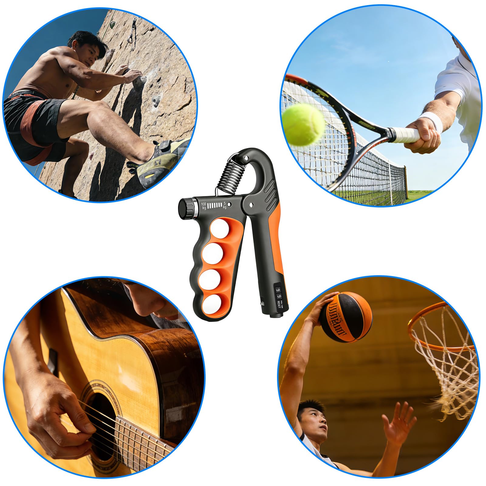 Hautrely 2PCS Hand Gripper Strengthener, 11-220LB Adjustable Resistance Grip Strength Trainer with