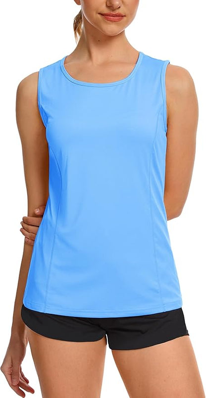 TACVASEN Women's UPF 80+ Workout Tank Top Sleeveless Quick Dry Sun Protection Hiking Athletic Gym Yoga Running Shirts