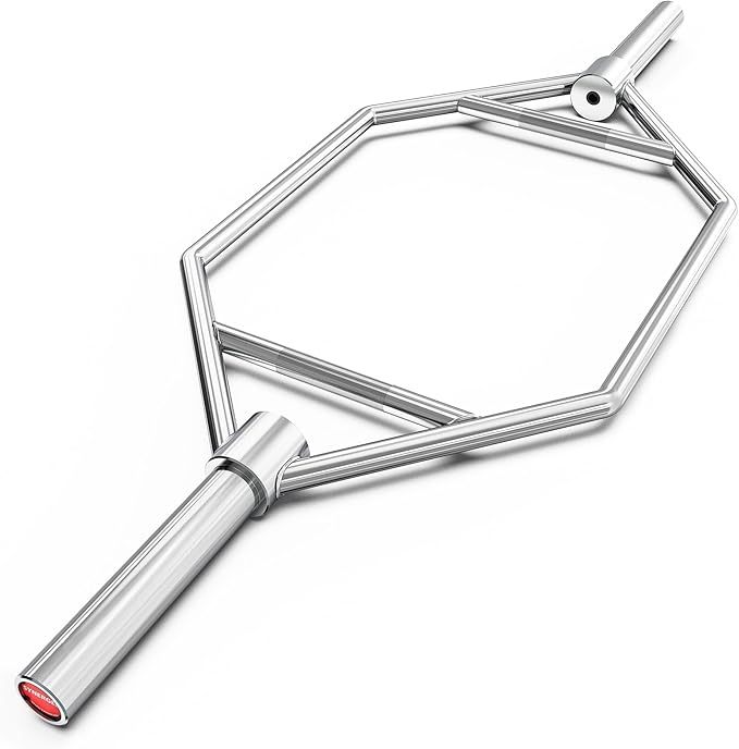 Synergee 20kg and 25kg Chrome or Black Olympic Hex Barbell Trap Bar with Rotating, Flat or Raised Handles for Squats, Deadlifts, Shrugs.