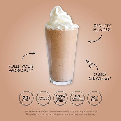 Clean Simple Eats Whey Protein Powder, Chocolate Brownie Batter Flavor Naturally Sweetened, 100% Grass Fed Protein Powder with Digestive Enzymes & No Artificial Ingredients, Gluten Free, 30 Servings