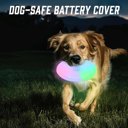 Lite N Bite LED Flying Disc - Light Up Dog Disk with Multi-Color LED, Batteries Included