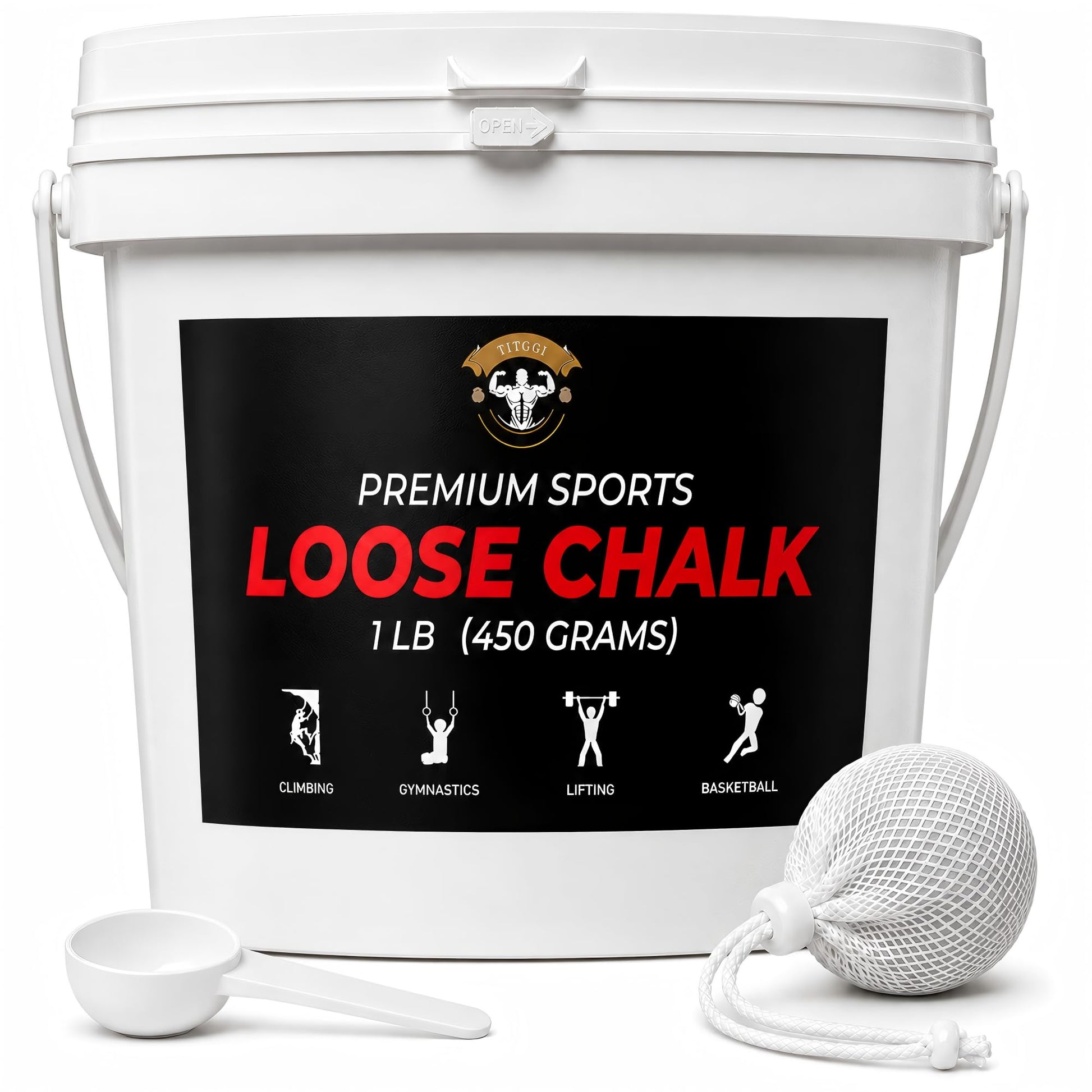 TITGGI 1 lb Gym Chalk Bucket with Chalk Ball, Pure Magnesium Carbonate